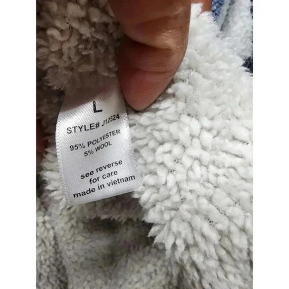 Active USA Blue Black White Plaid Sherpa Lined Shacket Women’s Size L Wool Blend - Picture 9 of 10